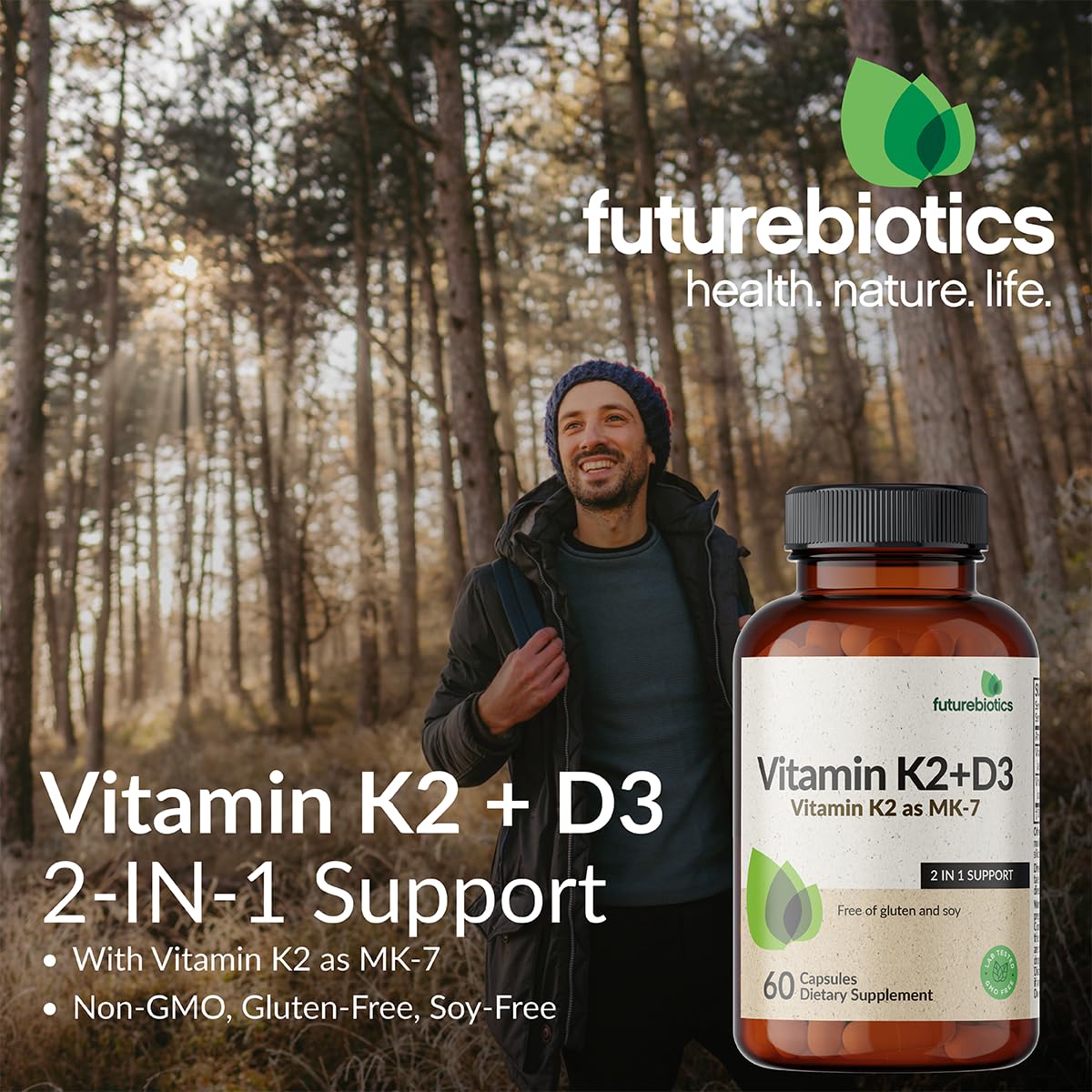 Bottle of Futurebiotics Vitamin K2 + D3