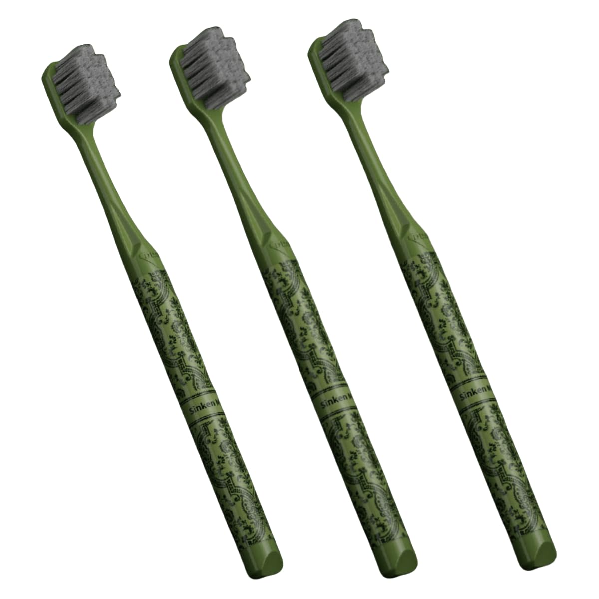 Green and black forest color scheme on toothbrush handles