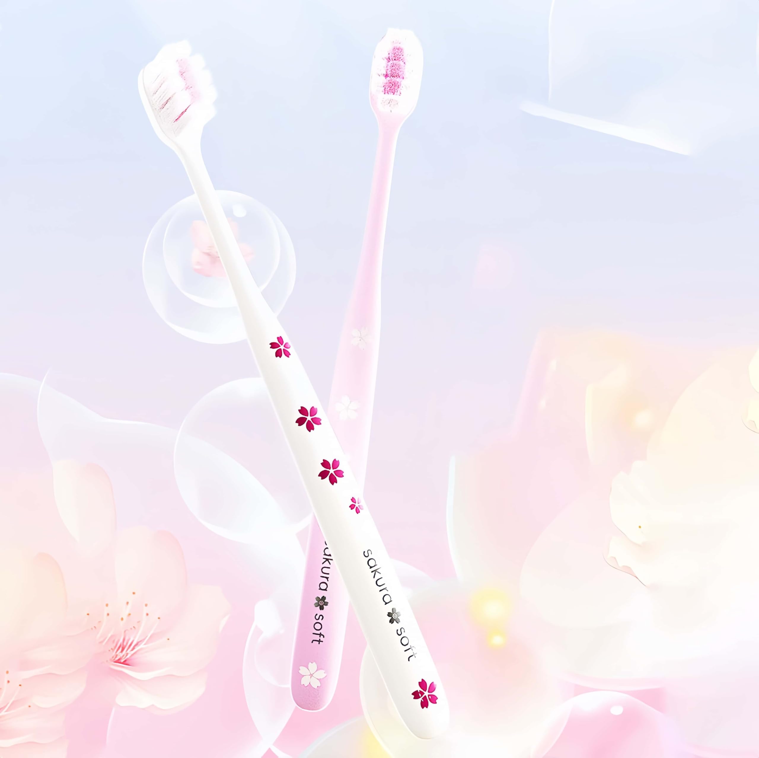 Elegant sakura floral design on toothbrush handle