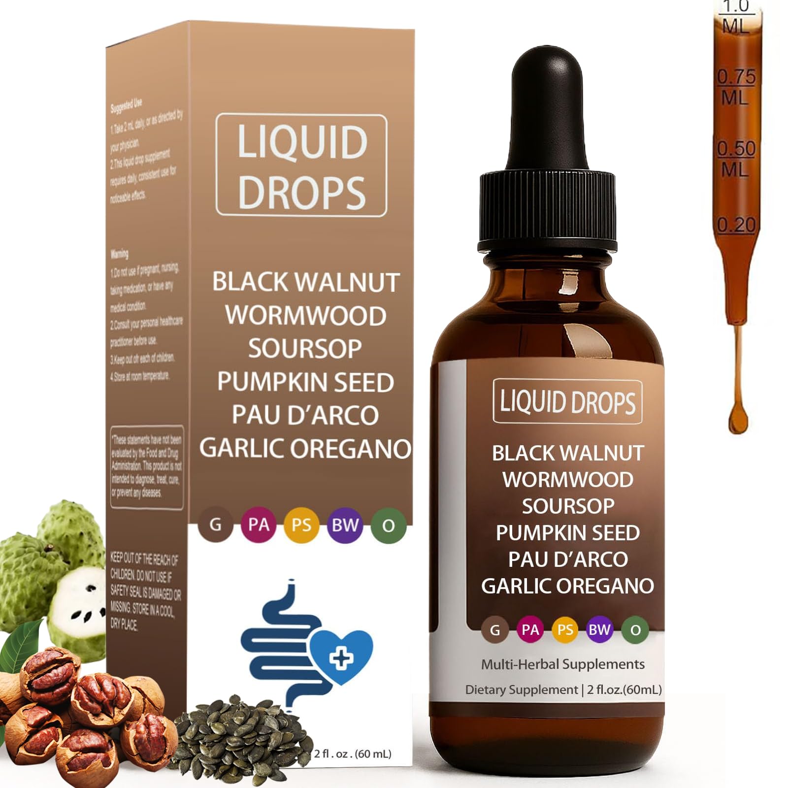 Bottle of FWPTEI Nutralis Black Walnut Wormwood Drops
