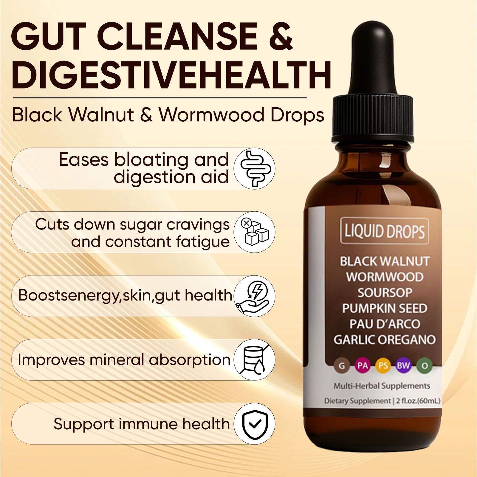 Front view of the bottle with dropper