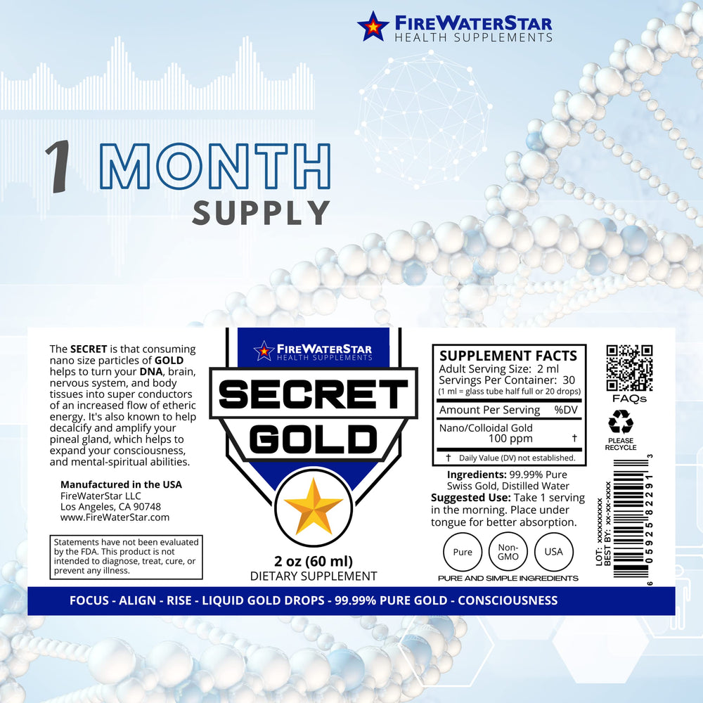 Package image of FWS Colloidal Gold Liquid Drops with dropper bottle