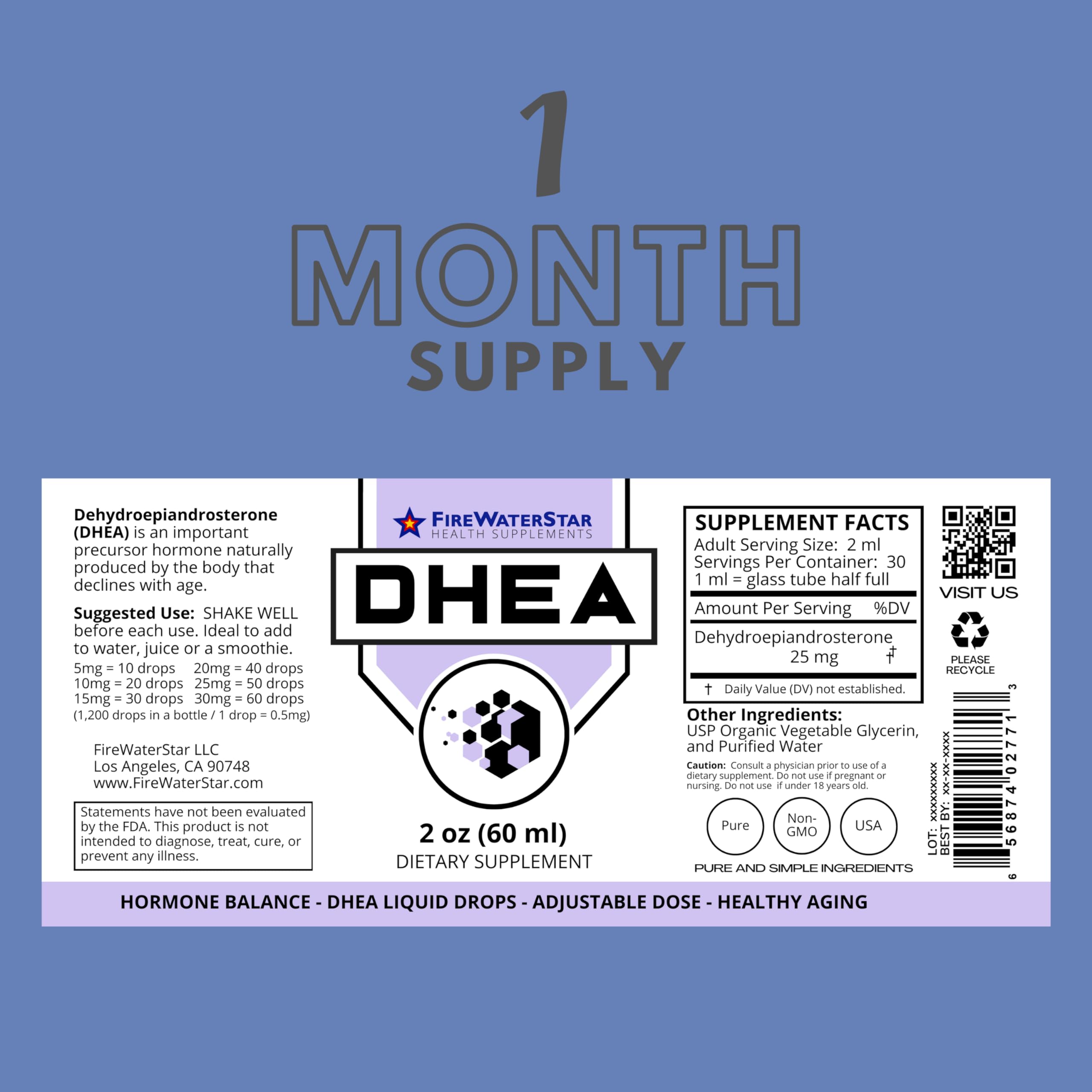 USA-manufactured DHEA liquid drops bottle