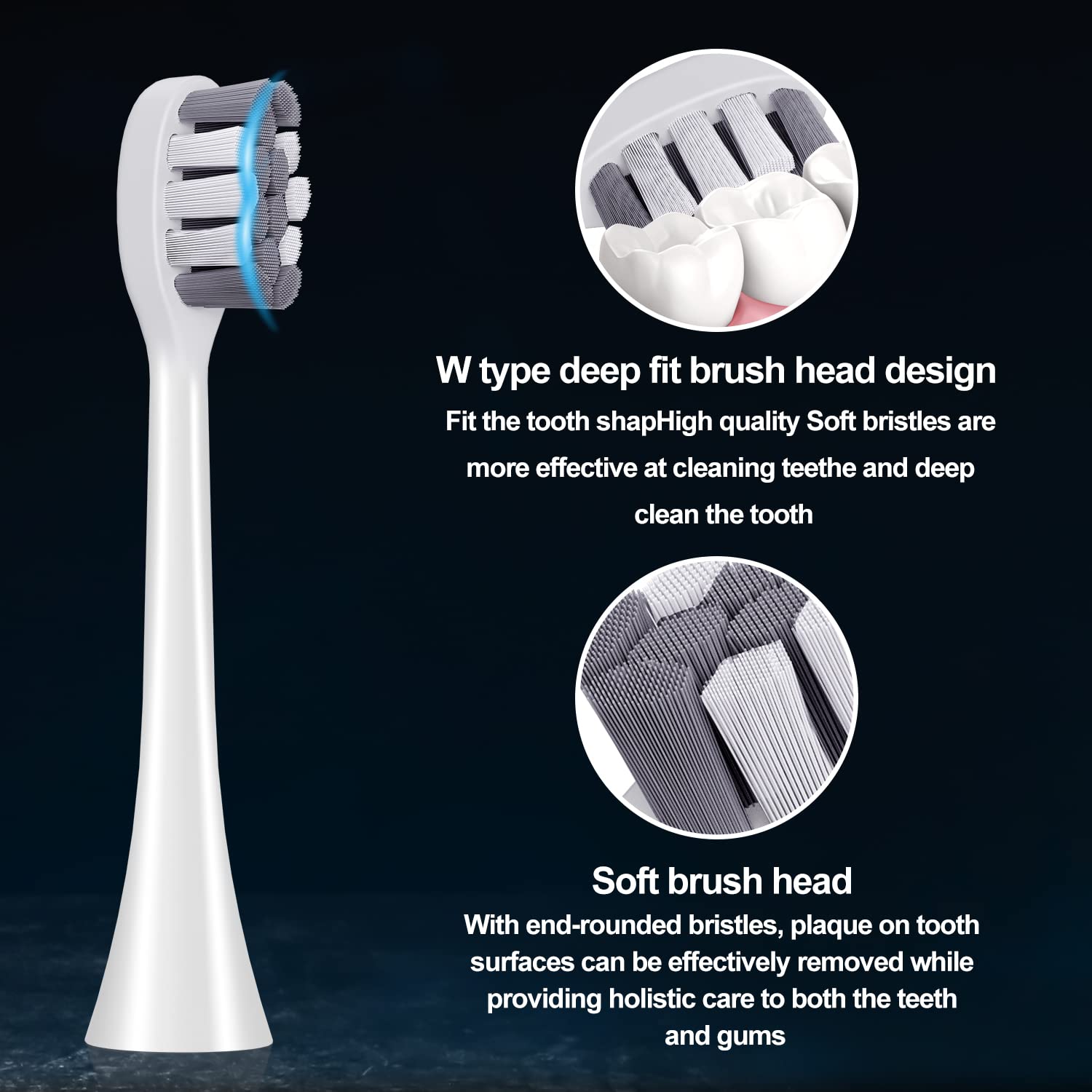 FXQQZZ A2 W-shaped toothbrush head, small size – 4-pack, image 2