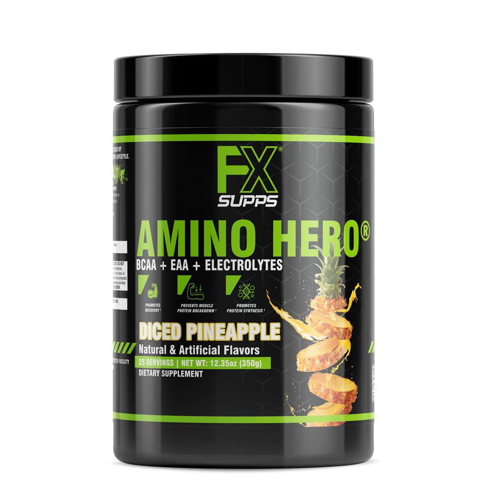 FXSUPPS Amino Hero Diced Pineapple flavor tub
