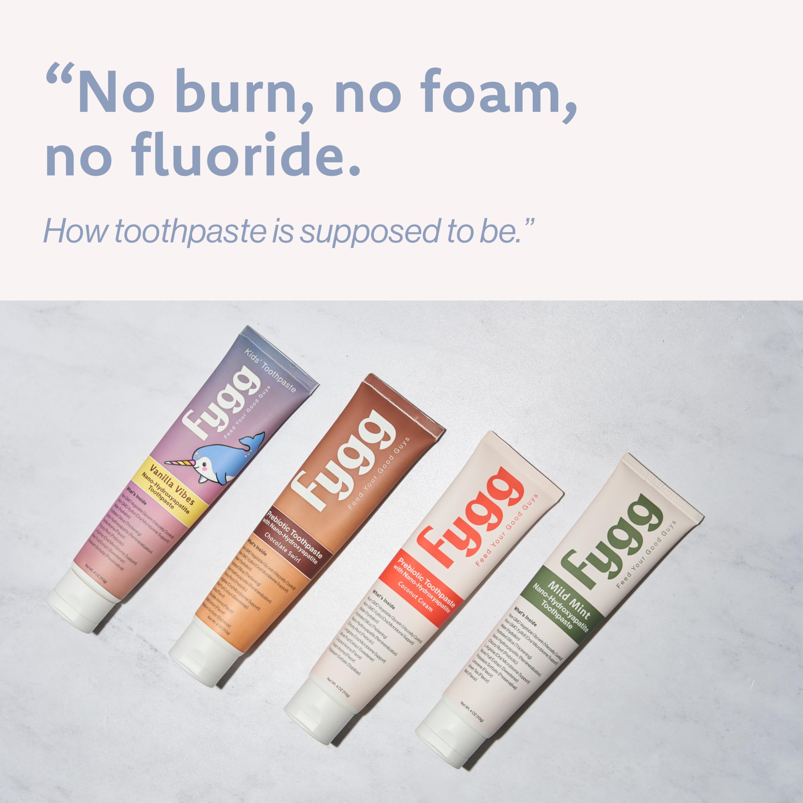 Fygg toothpaste highlighting nano-hydroxyapatite technology