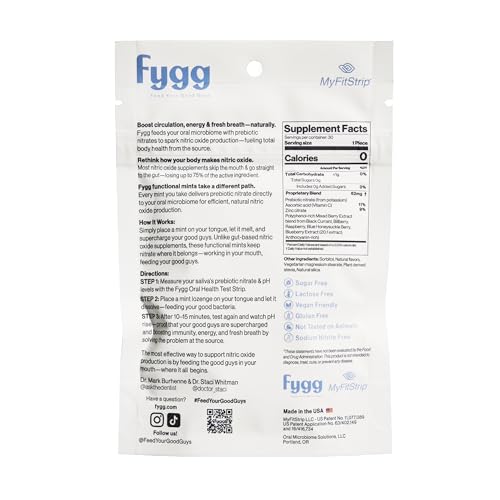 fygg NOX mints container shows sugar-free, clean-label formula