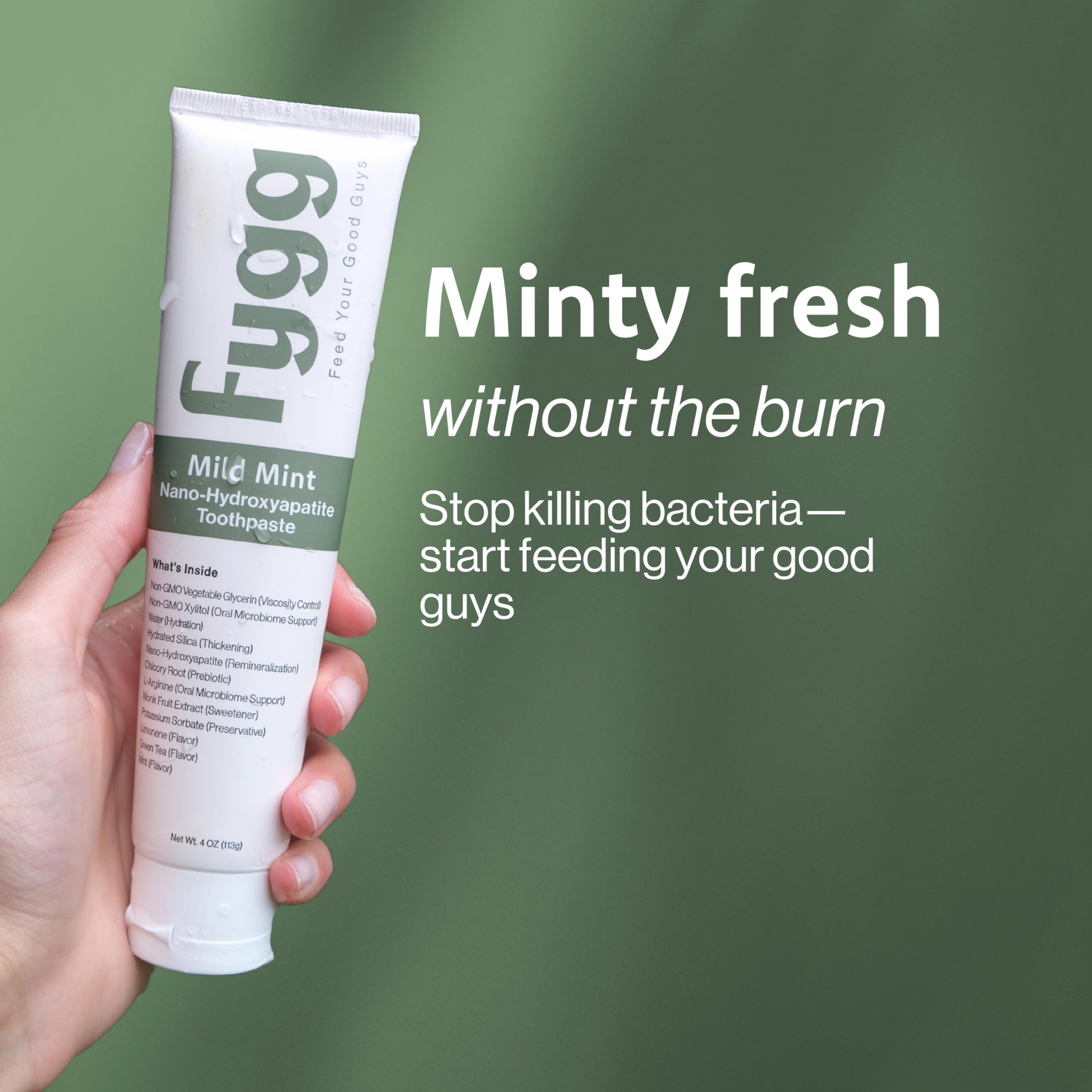 Non-GMO ingredients in Fygg fluoride-free toothpaste