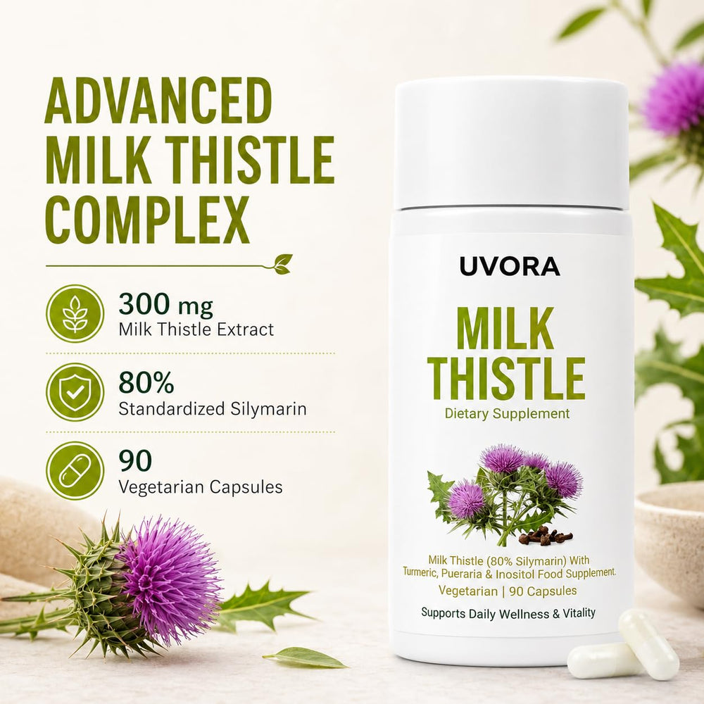 FYRKOA Uvora bottle open with capsules visible, illustrating easy once-daily use