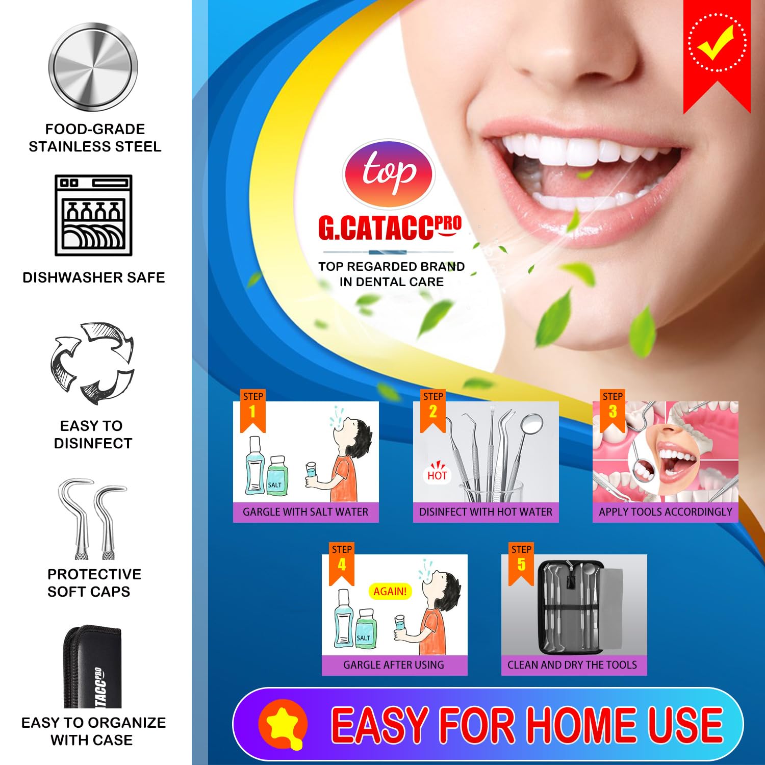 Various shaped dental picks for tartar removal
