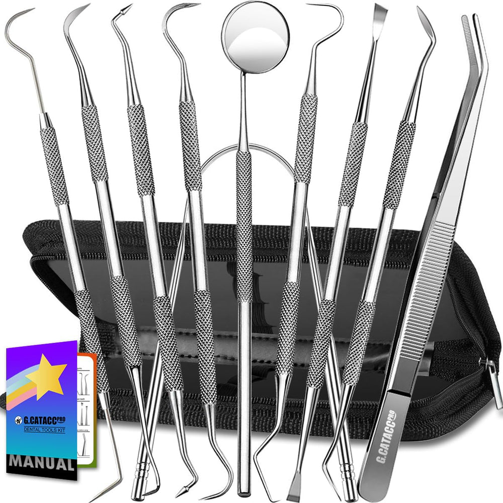 Professional-grade G.CATACC dental tools displayed with case