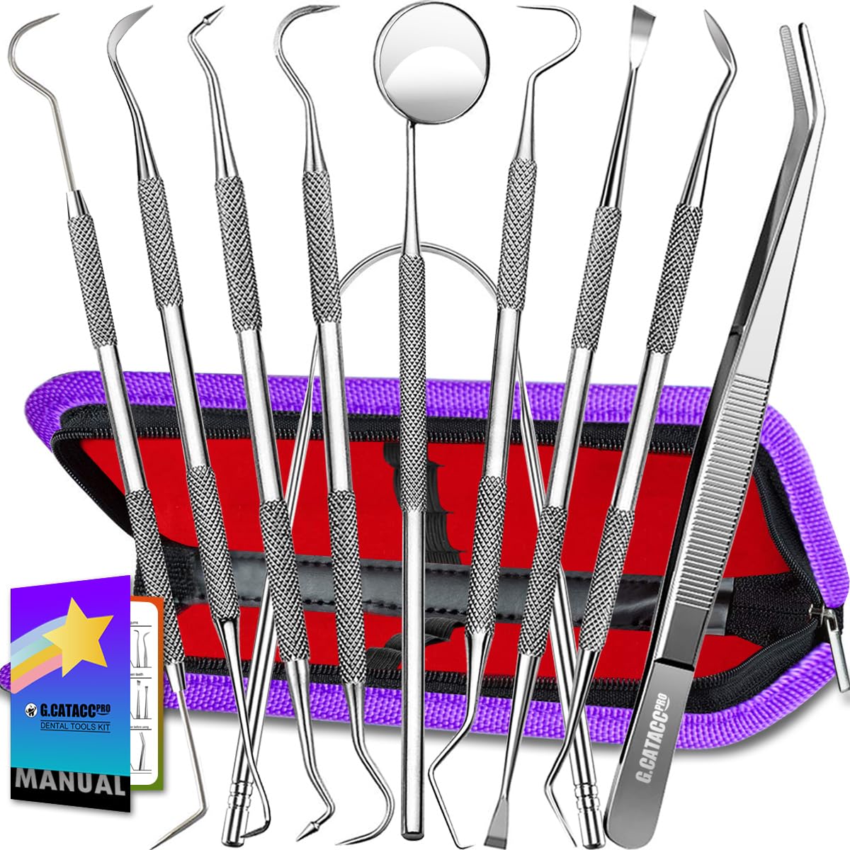 Complete 10-in-1 dental tools set ready for use