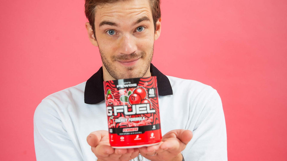 G Fuel PewDiePie Lingonberry serving prepared for gaming