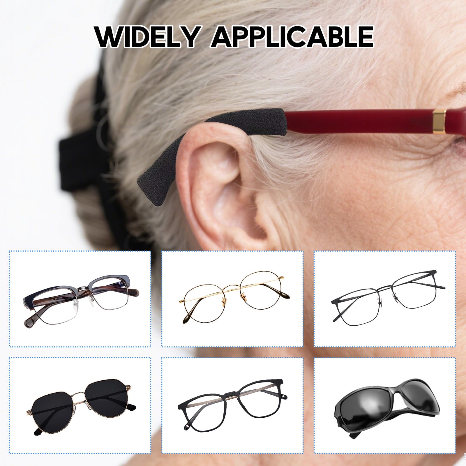 Universal eyeglass ear pads - suitable for sunglasses and reading glasses