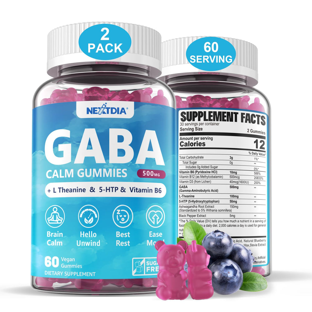 Blueberry flavored GABA Gummies 500 mg bottle label