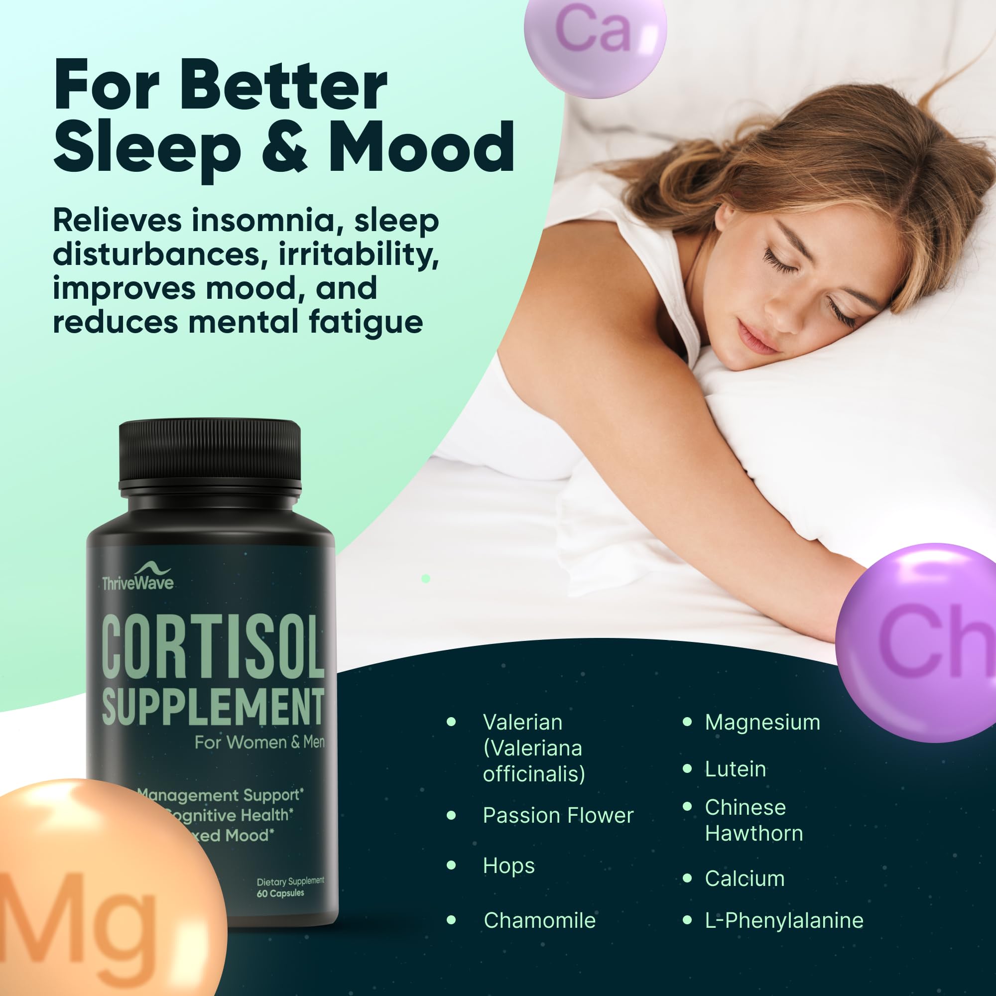 GABA, L-theanine, and 5-HTP calming supplements imagery