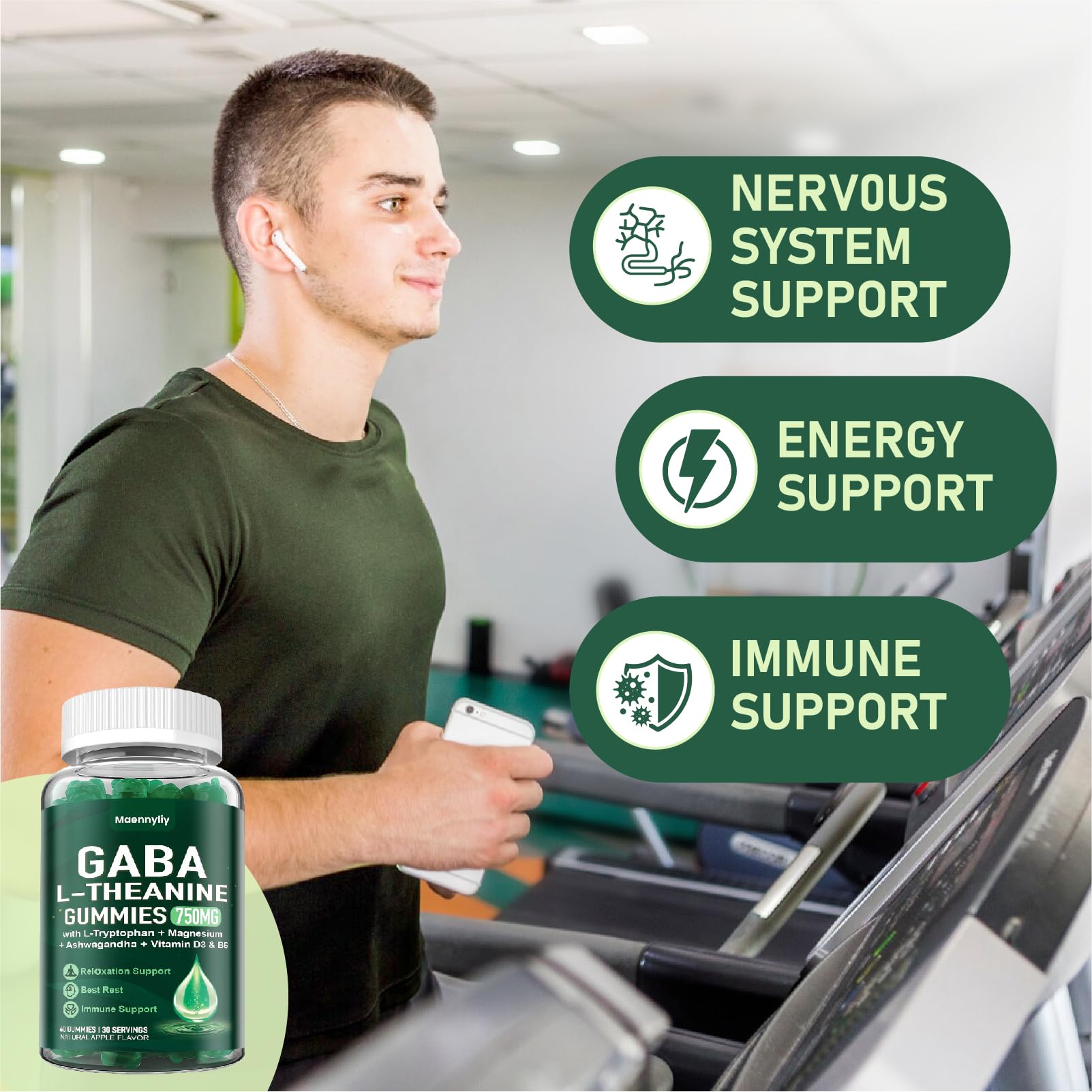 Highlight of ingredients: GABA L-Theanine L-Tryptophan Ashwagandha