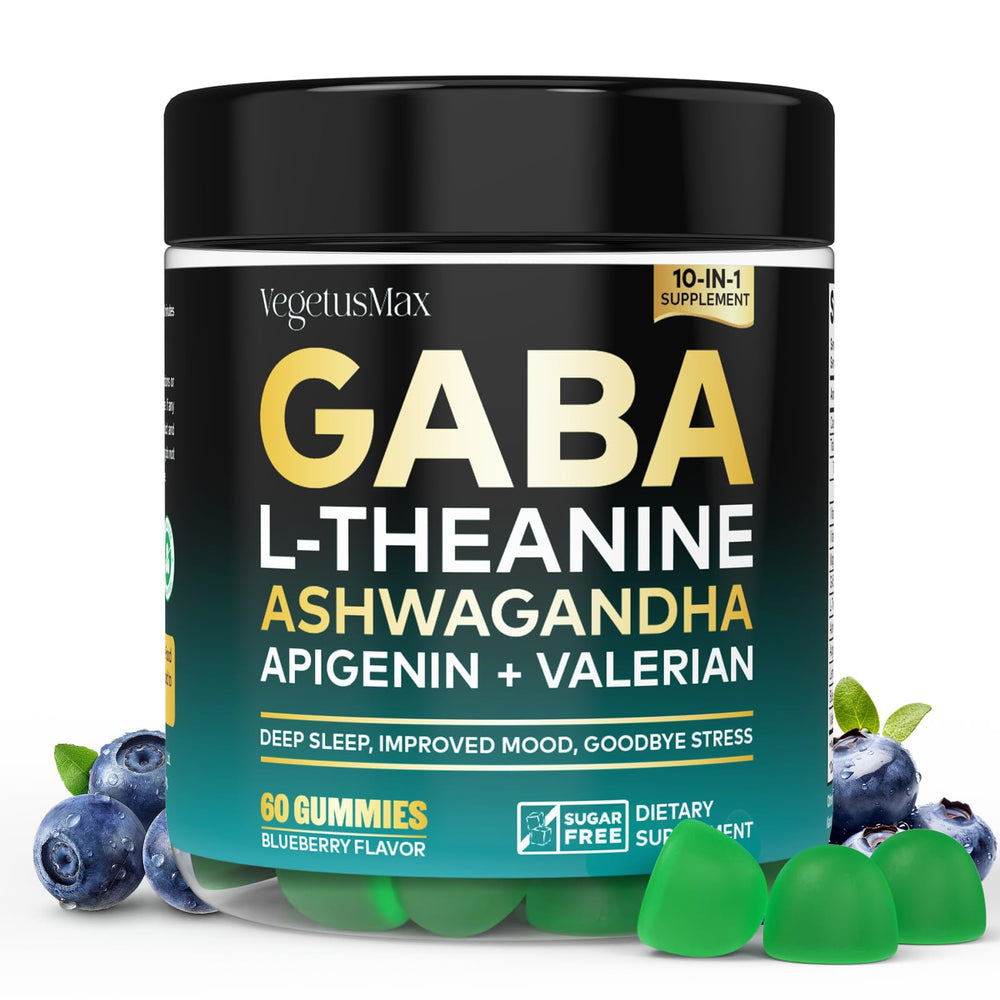 GABA L-Theanine Gummies Blueberry flavor bottle front view