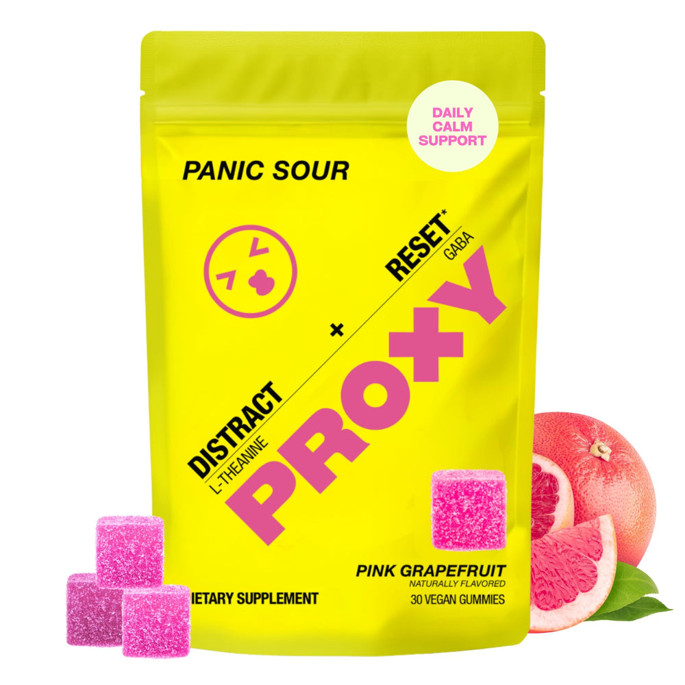 GABA and L-Theanine gummies grapefruit front view, 30 count