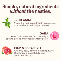 GABA and L-Theanine gummies grapefruit label close-up, 30 count