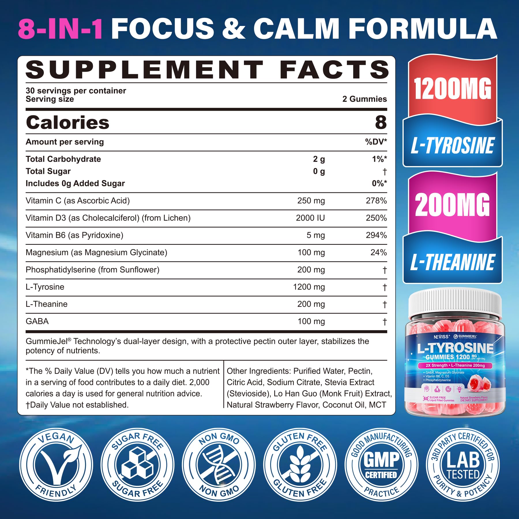 GABA, Magnesium Glycinate, B6 & D3 brain support