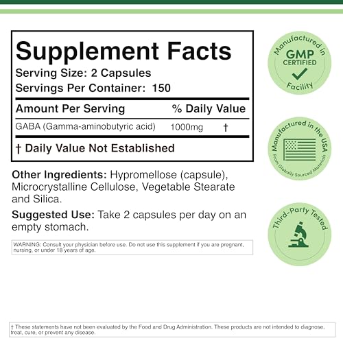 GABA 1,000 mg capsules in bottle