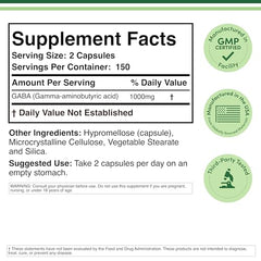 GABA 1,000 mg capsules in bottle