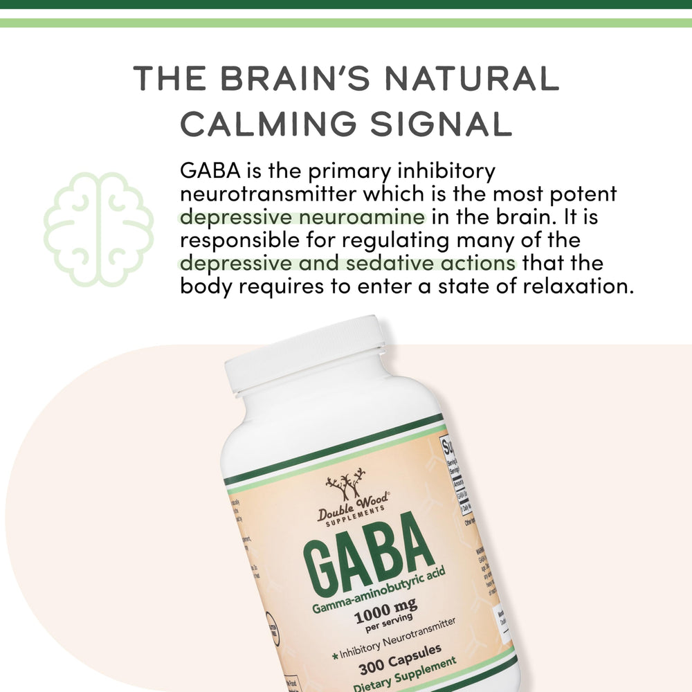 Front packaging of Double Wood GABA supplement