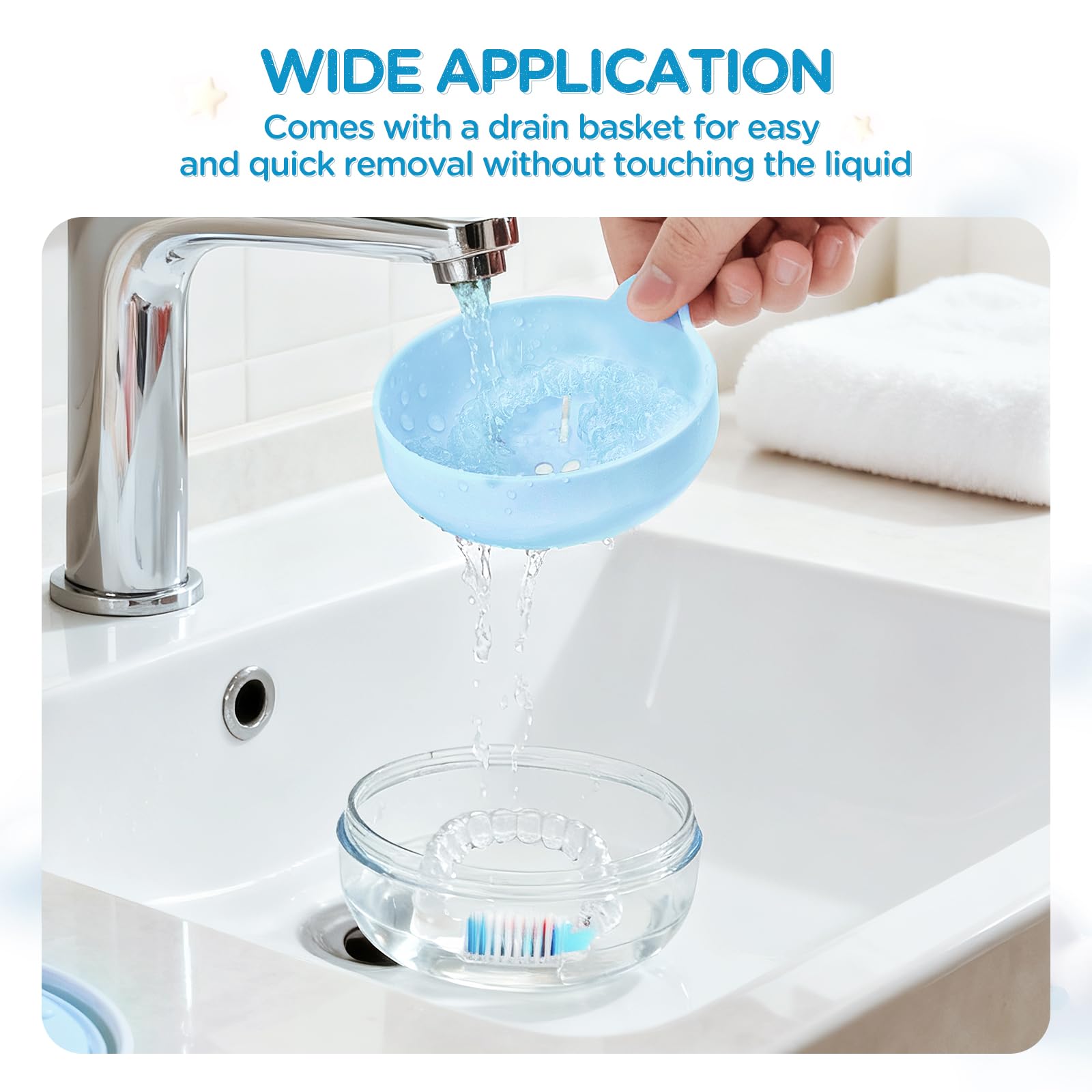 Built-in drainage basket inside Gaboolo Blue Cat case
