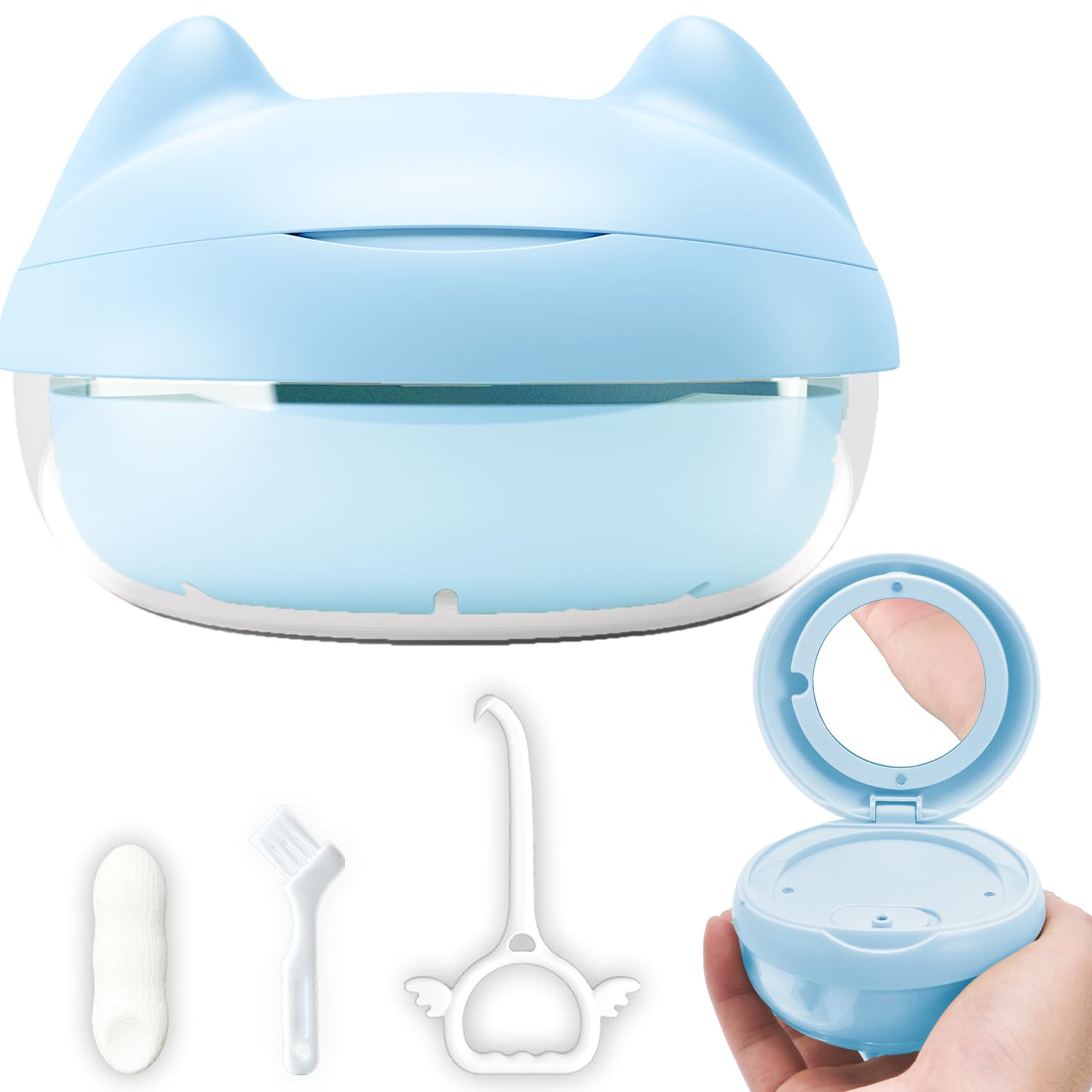 Gaboolo Retainer Case Blue Cat - front view