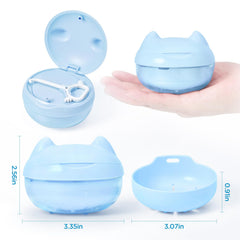 Gaboolo Retainer Case Blue Cat - lid open showing inner storage