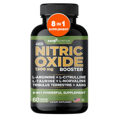 Bottle of Gade Nutrition Nitric Oxide supplement with L-Arginine capsules