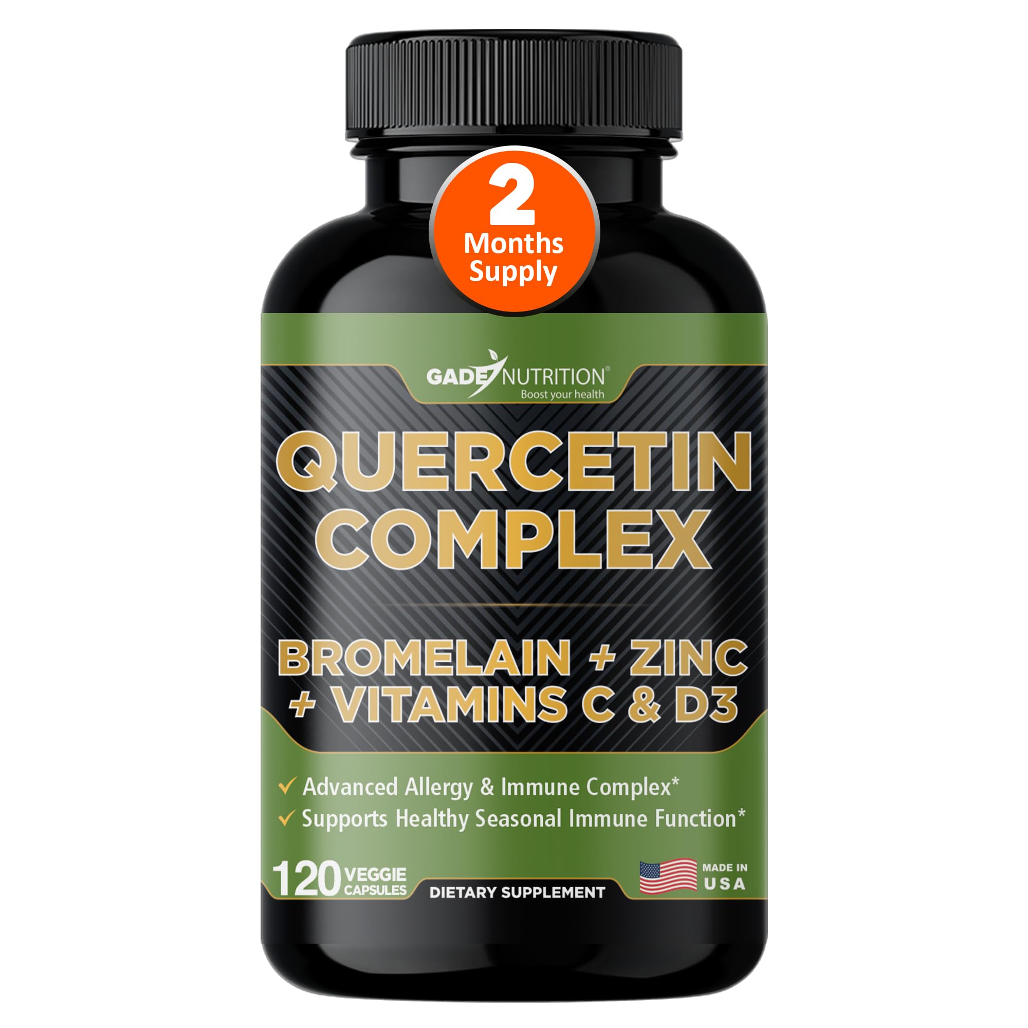 Bottle of Gade Nutrition Quercetin Complex with Bromelain and Vitamin C
