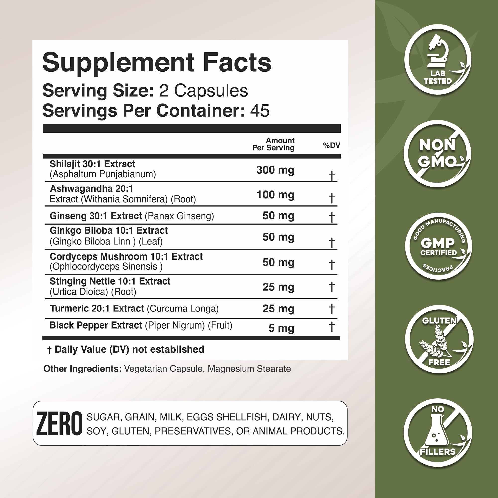 USA-made label on Shilajit capsules