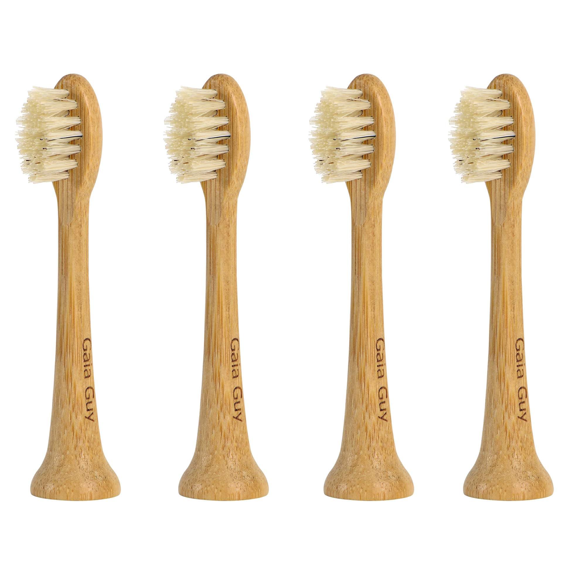 Gaia Guy Bamboo & Boar Bristle Toothbrush Head 4-Pack – natural bamboo body