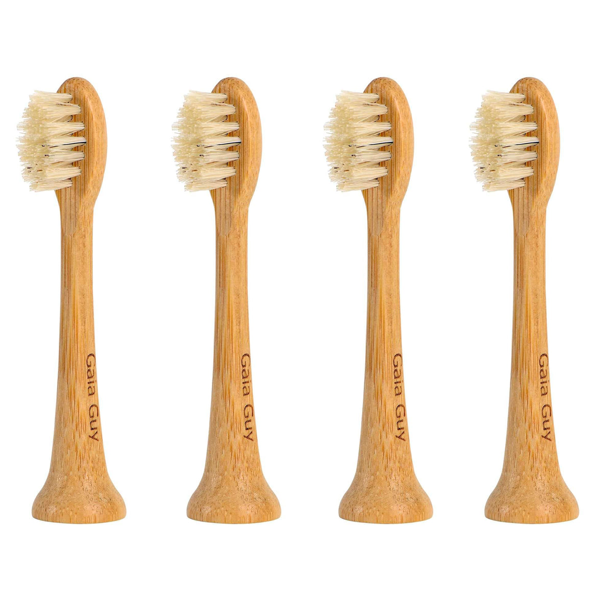 Gaia Guy Bamboo & Boar Bristle Toothbrush Head 4-Pack – natural bamboo body