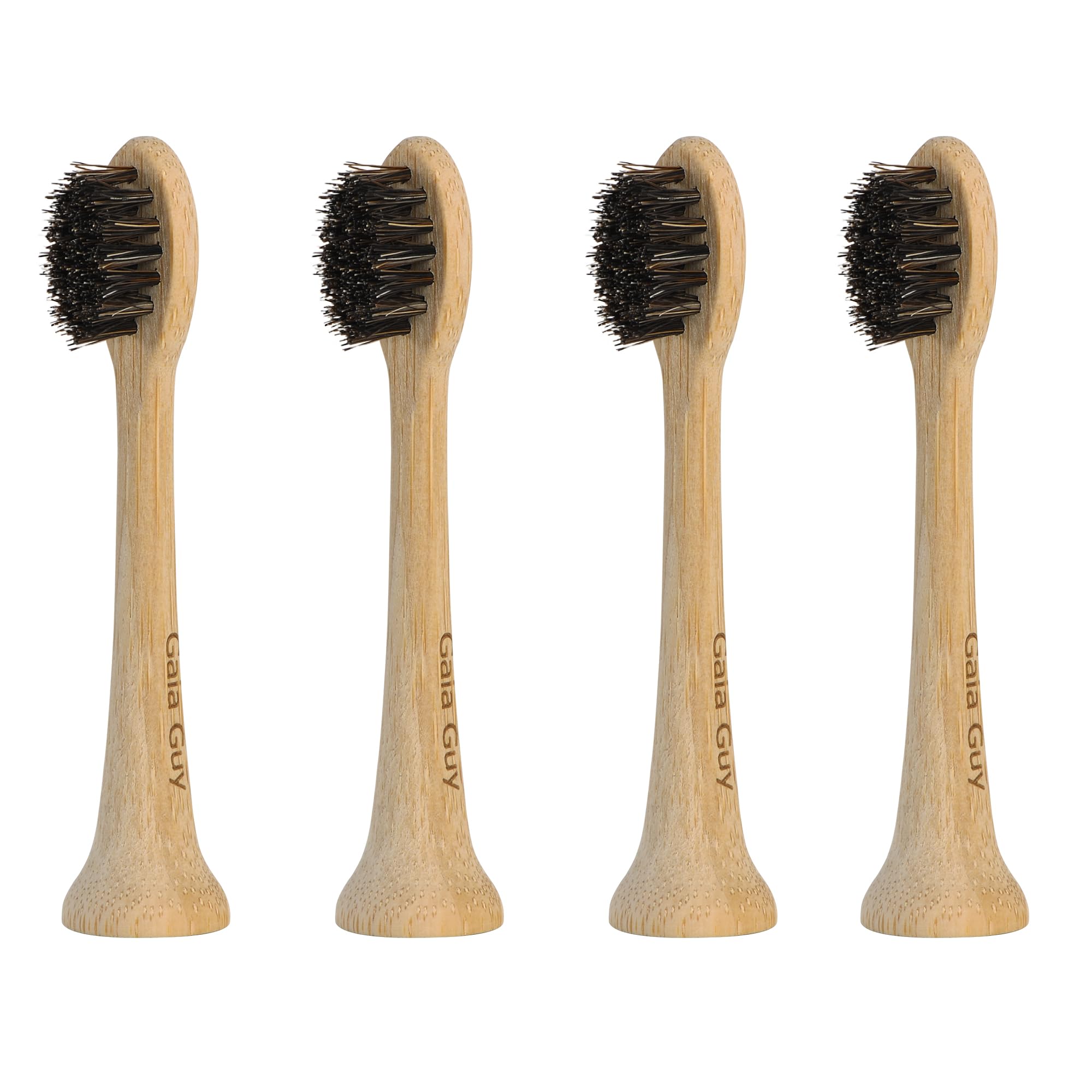 Gaia Guy bamboo and horsehair bristle head 4-pack with uncoated bamboo