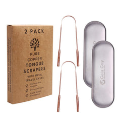 Gaia Guy copper tongue scraper 2-pack in eco-friendly packaging