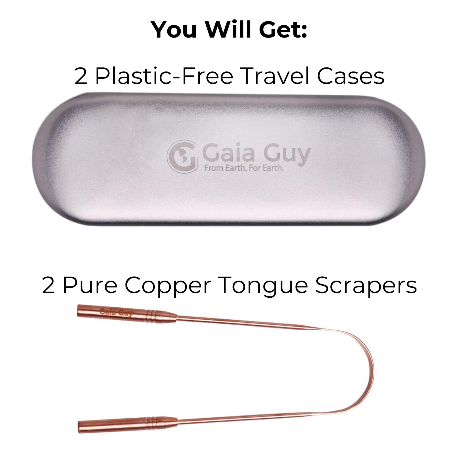 Close-up of natural copper tongue scraper designed for oral hygiene