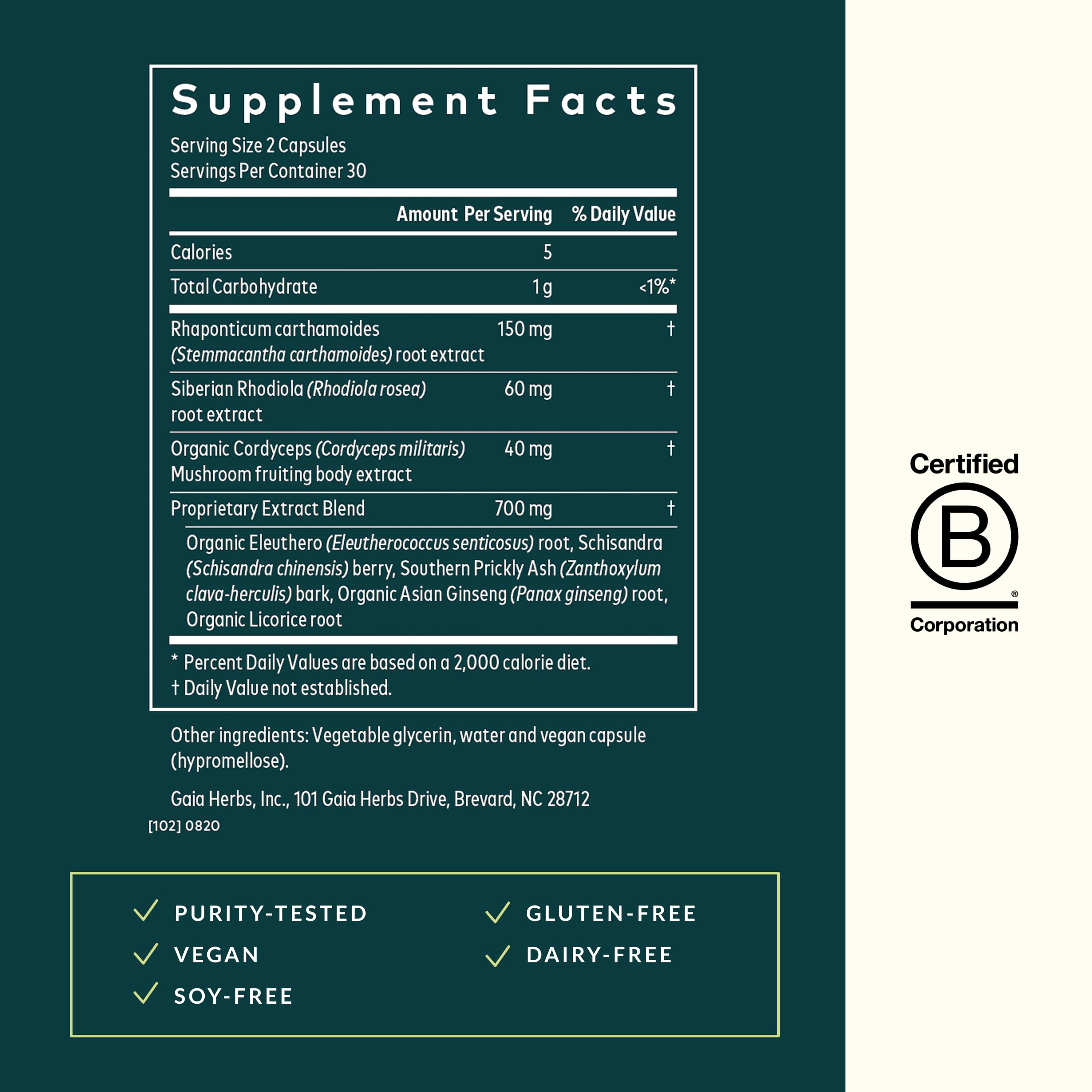 Gaia Herbs Jump Start packaging showing 60 vegan liquid phyto-capsules