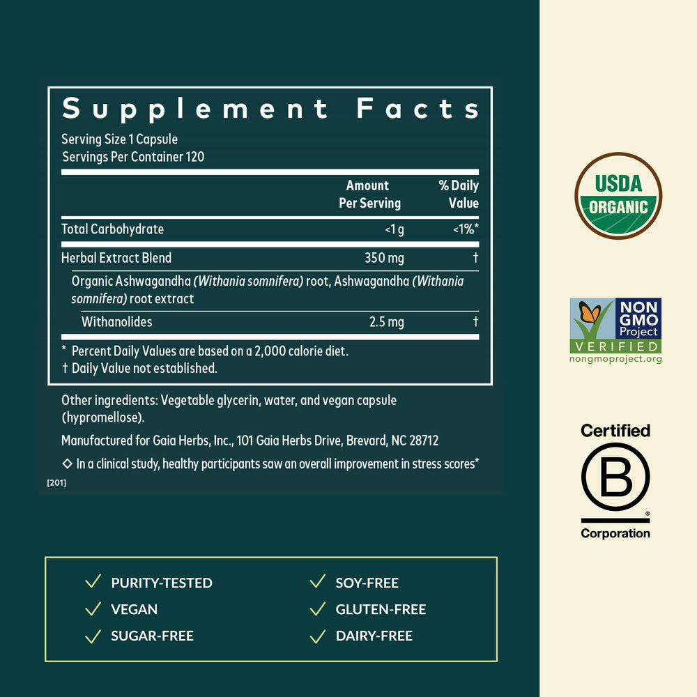 Ashwagandha liquid phyto-caps label details