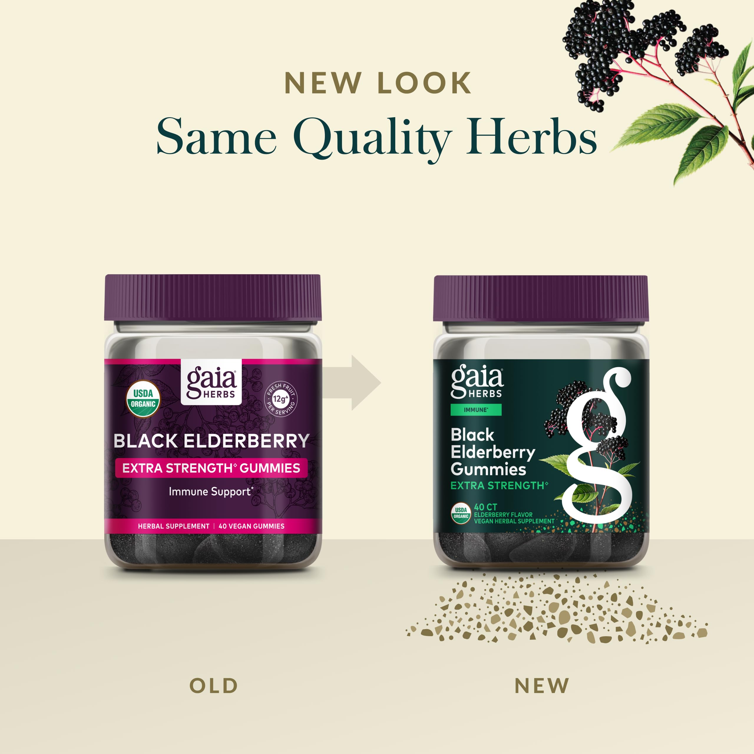 Gaia Herbs logo with elderberry imagery