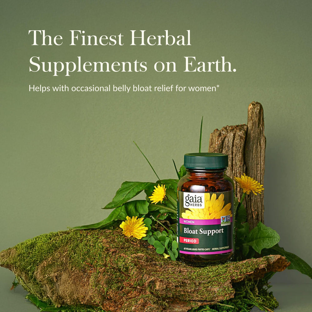 Gaia Herbs Bloat Support bottle label close-up
