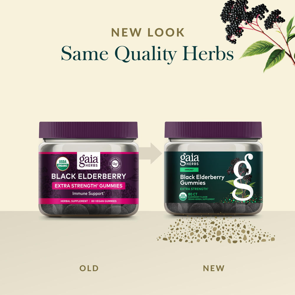 Organic elderberries used in Gaia Herbs gummies