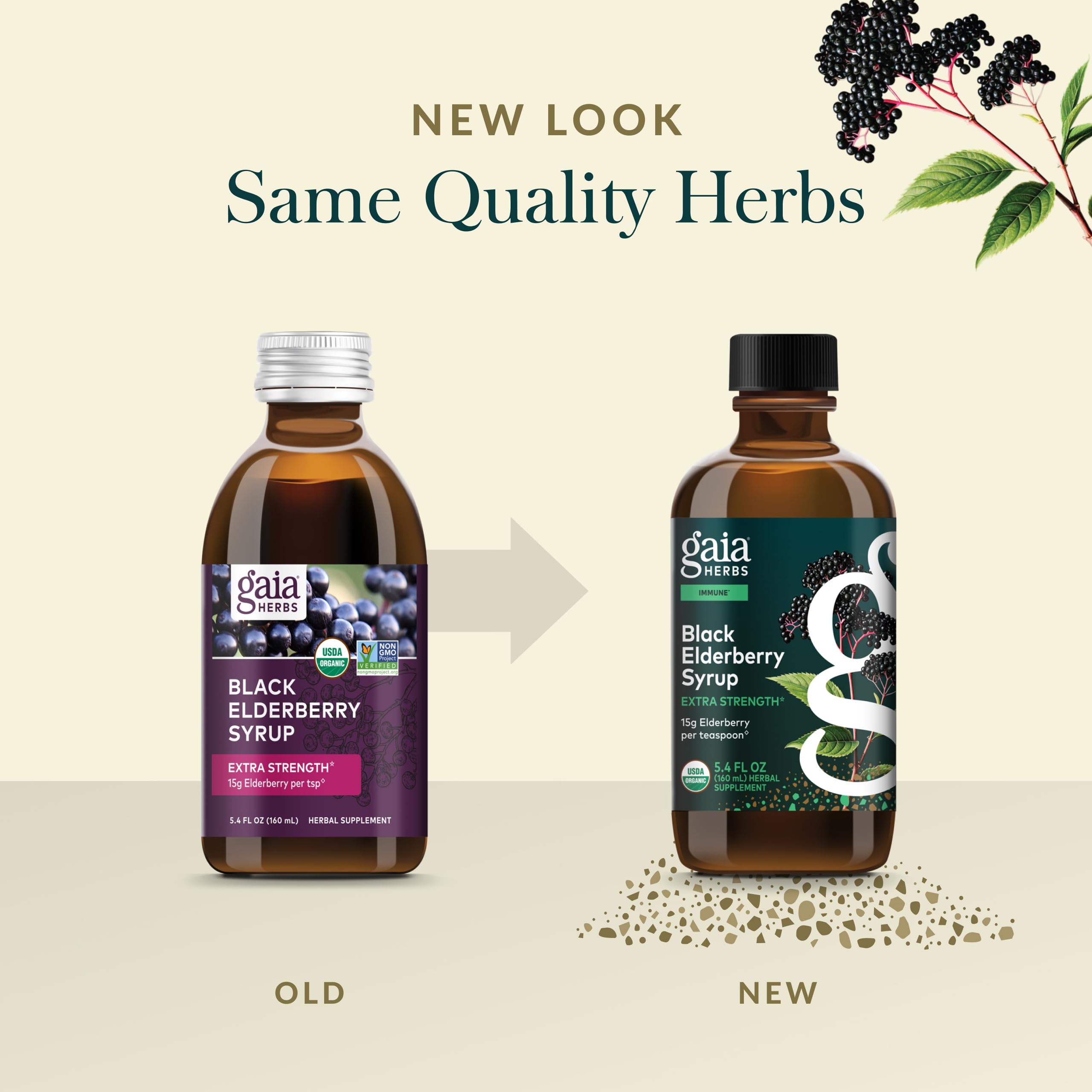 Gaia Herbs Elderberry Syrup label and packaging