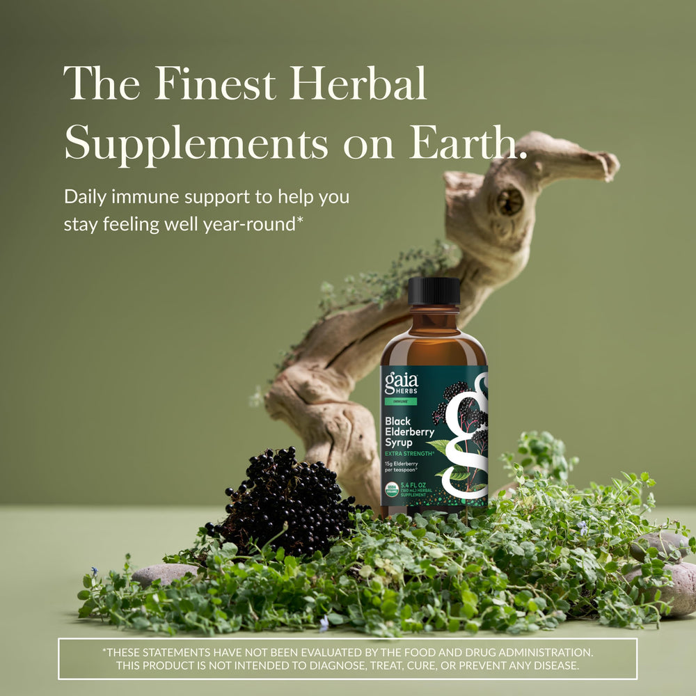 Organic ingredients listed on Gaia Elderberry Syrup label