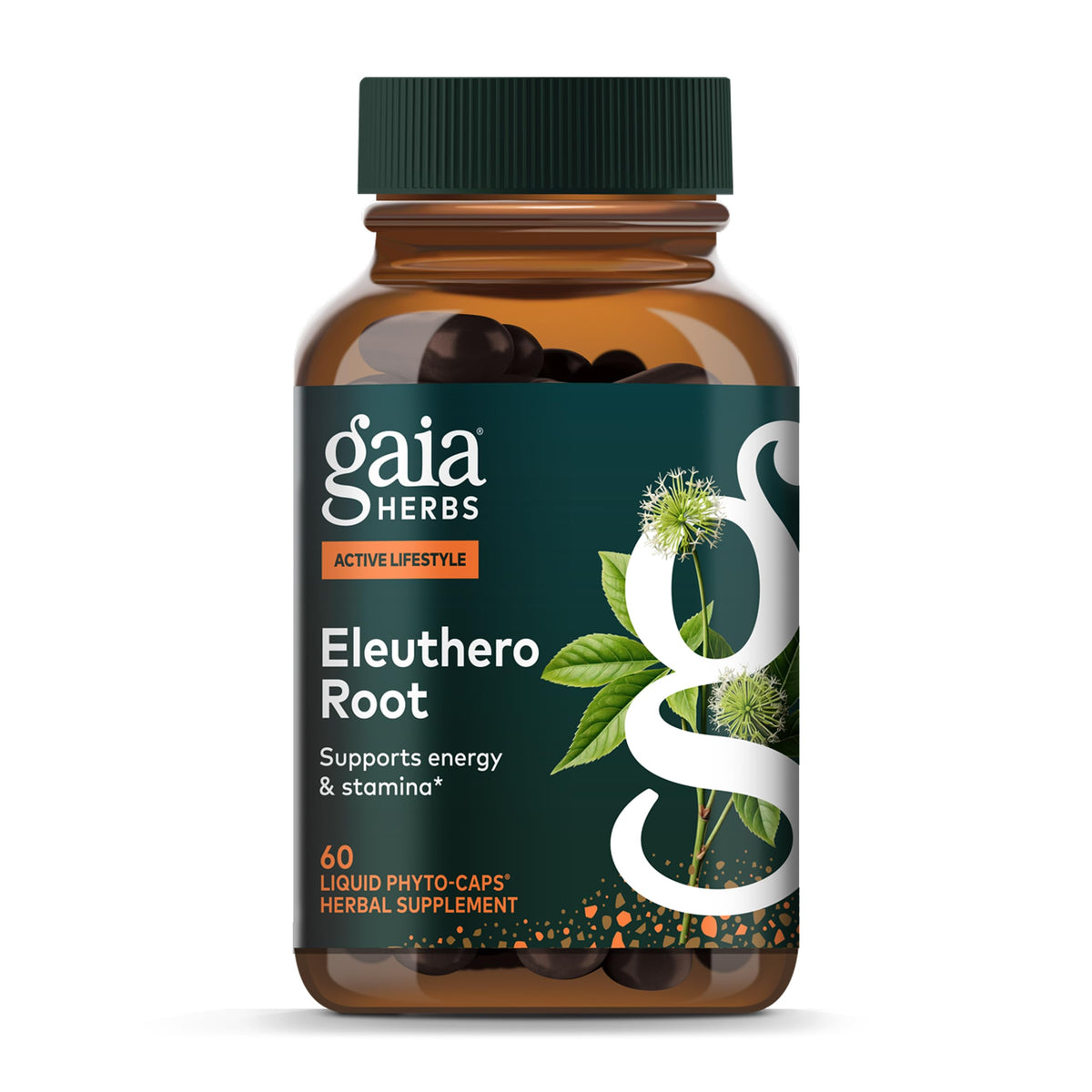 Gaia Herbs Eleuthero Root 60 vegan liquid phyto-capsules bottle hero