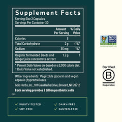 Ingredients include organic fermented beets and ginger