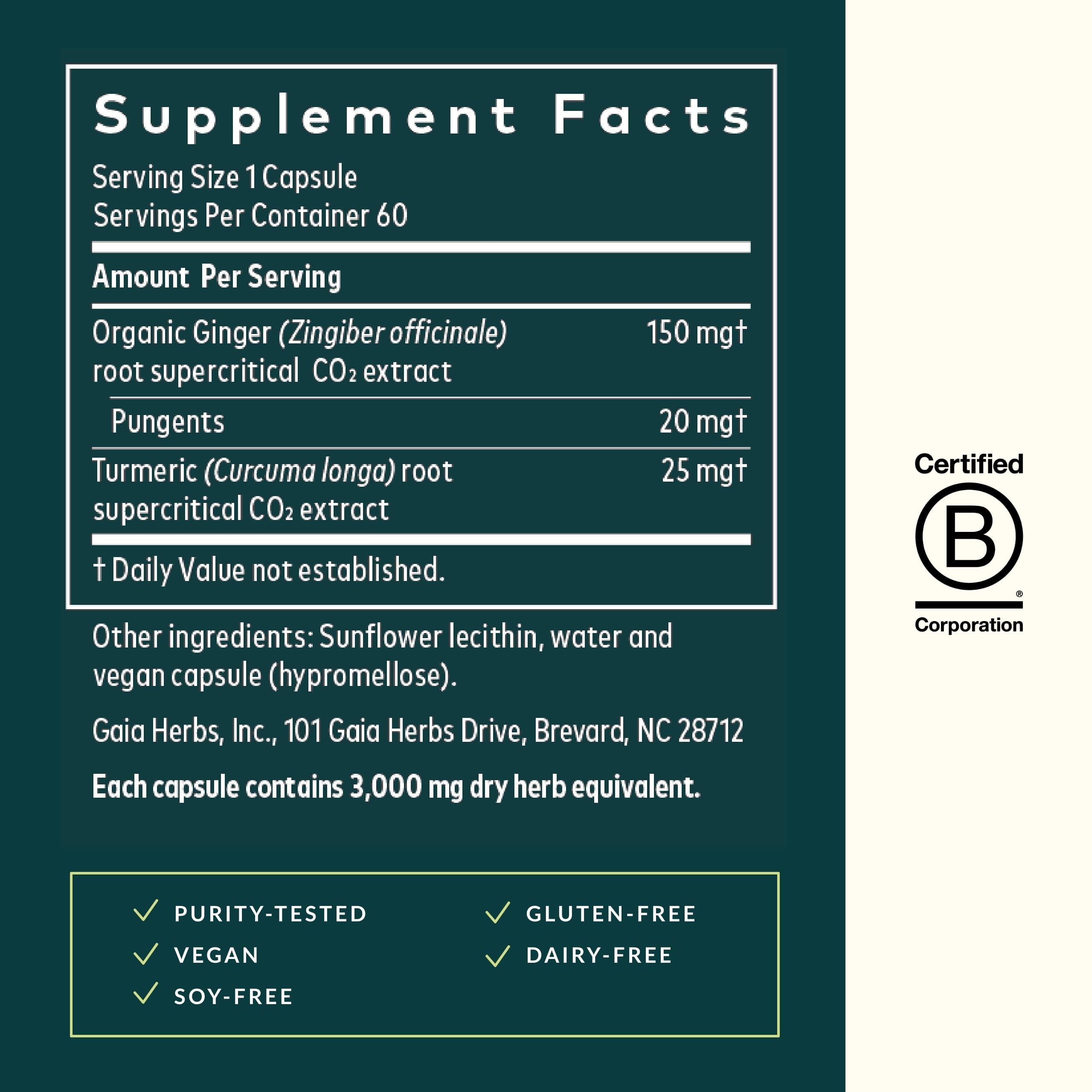 Organic ginger root and turmeric root ingredients