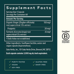 Organic ginger root and turmeric root ingredients